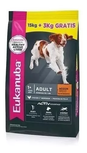 Eukanuba Perro adulto Mediano x 15Kg + 3Kg De Regalo
