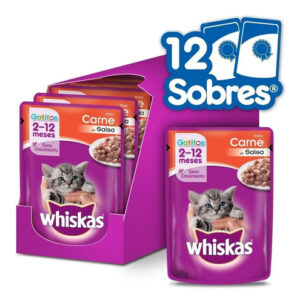 Whiskas Pouch Gatitos Carne En Salsa 85 Grs. X 12 Unidades
