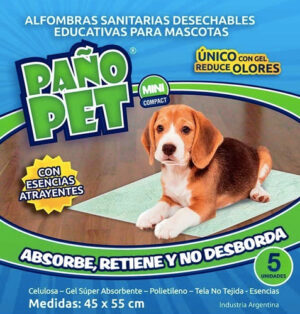Paño Pet Paños Sanitarios Mini P/perros X 5 Un (45x55cm)