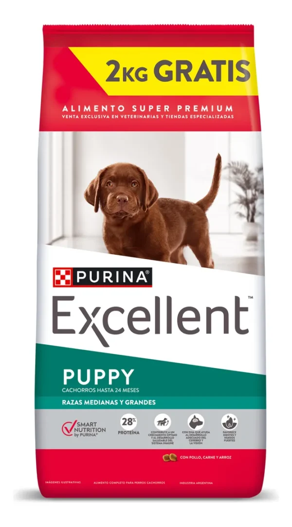 Excellent Perro Cachorro Raza Mediana Y Grande x 20 kg+2Kg Bonus Bag