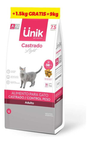 UNIK GATO CASTRADO /CONTROL DE PESO X 7.5 Kg+1.5 Kg Bonus